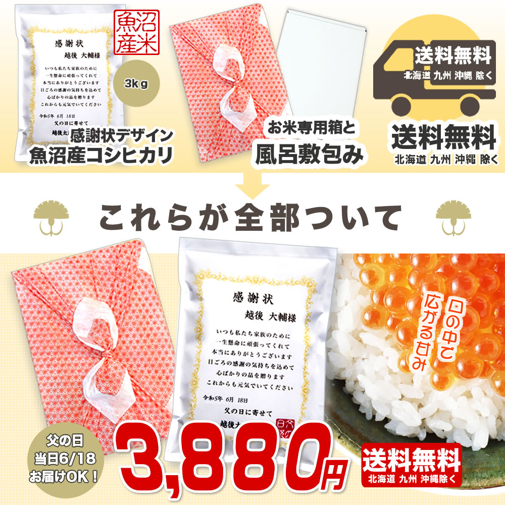 中身はおいしい魚沼産コシヒカリ