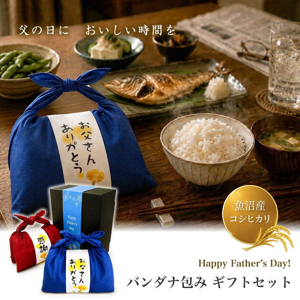 父の日 バンダナ包みセット 魚沼産コシヒカリ お米ギフト