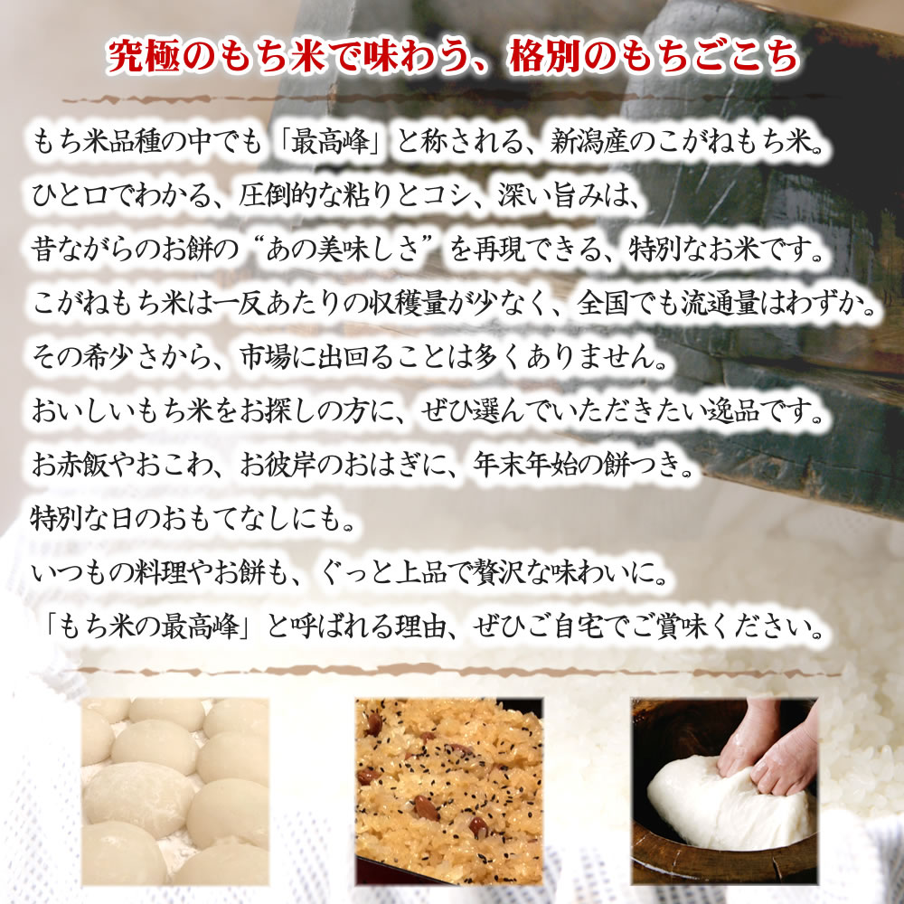 新潟県産こがねもち米の特徴