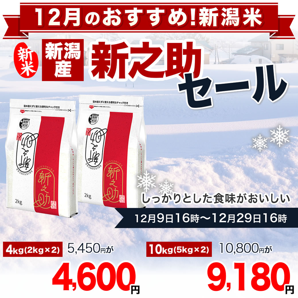 令和7年産 新潟県産 新之助 10kg（2kg×5袋）新鮮密封 窒素充填包装